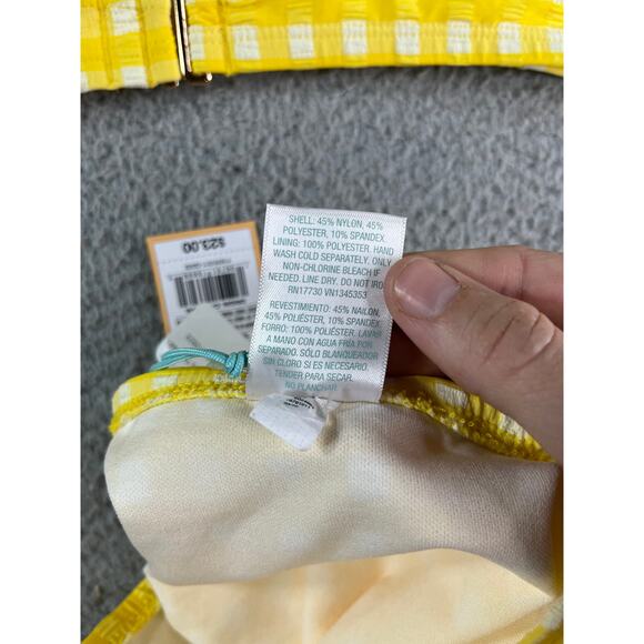 Kona Sol Two Piece Swimsuit Womens Large Yellow Checkered Plaid Bikini NWT - Picture 12 of 15
